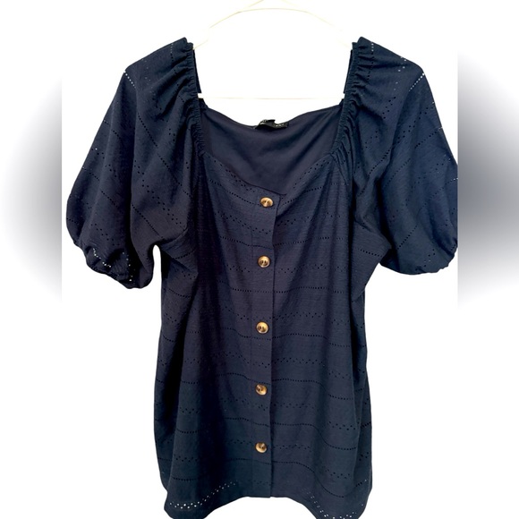 Lane Bryant Tops - Lane Bryant blouse size 14/16 navy blue feminine dainty cottagecore girlhood